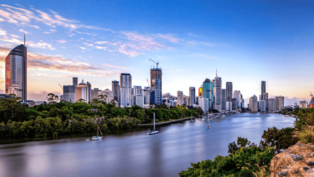 The lush brisbane river with kayaks